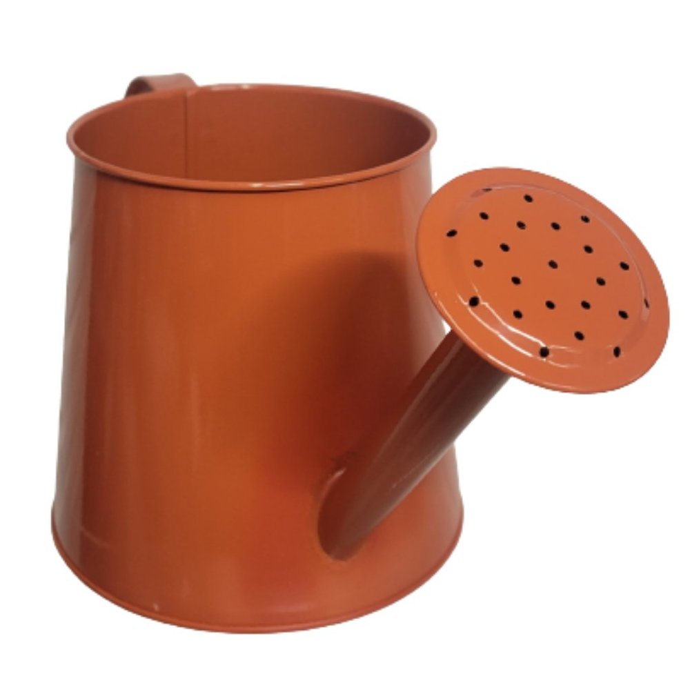 Orange Metal Small Watering Can w/ Punched Butterfly Pattern 10.5" Long 5" Tall - Picture 2 of 2